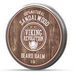 Viking Revolution Bálsamo para barba de sándalo, mantequilla de barba con aceite de argán, suavizante de barba para hombres con aceite de jojoba