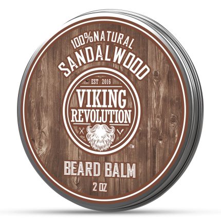 Viking Revolution Bálsamo para barba de sándalo, mantequilla de barba con aceite de argán, suavizante de barba para hombres con aceite de jojoba